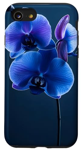 Blaue Orchidee mit Blumenmuster Hülle für iPhone SE (2020) / 7 / 8 von Spring Designs by Dennex