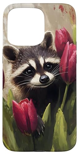 Waschbär unter rosa Tulpen Hülle für iPhone 15 Pro Max Waschbär unter rosa Tulpen Hülle für iPhone 15 Pro Max von Spring Designs by Dennex