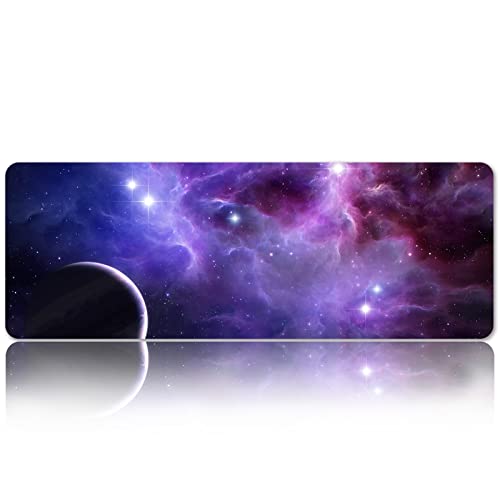 Spring Sense Purple Nebular Sky Galaxy Gaming-Mauspad XL, blaues Erdsternenlicht, großes Mauspad, Bürodekoration, Schreibtischmatte, rutschfeste Gummiunterseite, Tastatur-Mauspad, 80 x 30 cm von Spring Sense