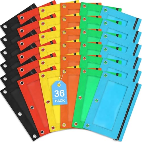 Springflower Federmäppchen für 3-Ring-Ordner, 36 Stück Bleistifttaschen in 6 Farben Springflower Federmäppchen für 3-Ring-Ordner, 36 Stück Bleistifttaschen in 6 Farben von SpringFlower