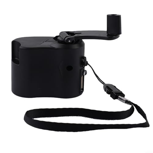 Springwillfly USB Handkurbel Ladegerät Generator Manuelle Dynamo Mobile Bank Tragbares Outdoor Reise Handy Ladegerät mit LED-Licht (Schwarz) von Springwillfly