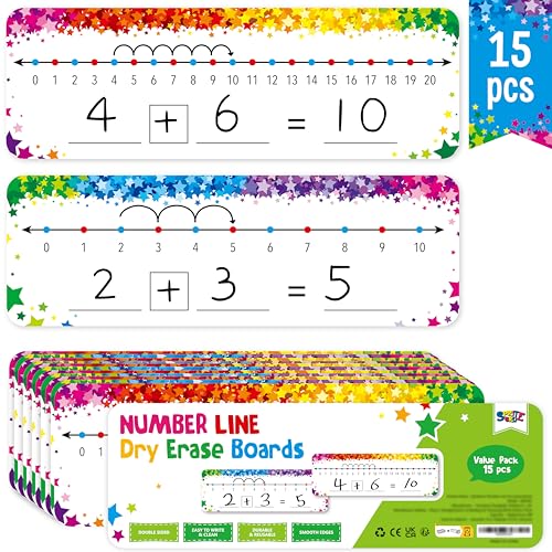 15 STK Zahlenreihen Whiteboards zum Abwischen, Beschreibbare und Abwischbare Doppelseitige Tafel - 0-10 auf einer Seite & 0-20 auf der anderen Seite Mathematik Whiteboard für Klassenzimmer und Zuhause von SpriteGru