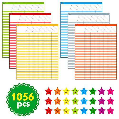 6er-Pack Chore Chart Belohnungstafel verwendbar zur Erfassung oder Fortschrittskontrolle bei Hausarbeiten, Verpflichtungen, Unterrichtsteilnahmemit 1056 Sternen von SpriteGru