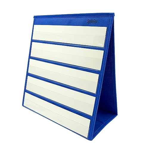 Blaues Schreibtisch-Taschendiagramm mit 20 zusätzlichen trocken abwischbaren Lernkarten. Doppelseitig und selbststehend (33 X 30.5cm) von SpriteGru