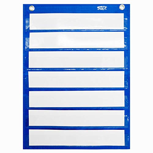 Magnetische Organiser-Taschen mit 10 trocken abwischbaren Karten für Allgemeines Tagesplan, Aktivitäten, Klassenpräsentationen (blau) von SpriteGru