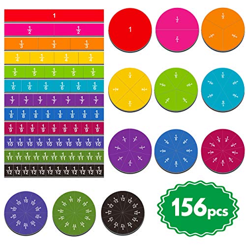 SpriteGru 156 Stück Magnetic Fraction Tiles und Bruchrechenkreise in Regenbogenfarben von SpriteGru