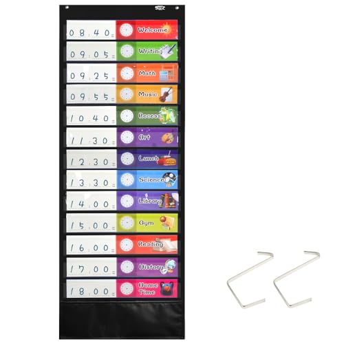 Tages/Klassenplan Tasche mit 26 Karten,13 farbige+13 leere doppelseitige wiederverwendbare Karten,alles zur einfachen Montage über der Tür inklusive(Englische Ver.) von SpriteGru