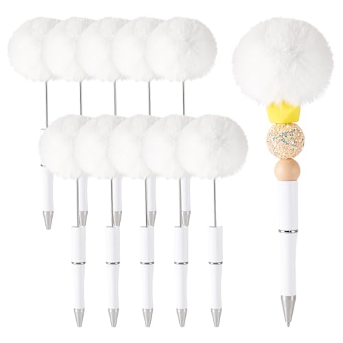 Spritewelry Flauschige Perlenstifte, Plüsch-Kugelschreiber, niedlicher Pompom-Stift, Schaft, Tintenroller für DIY, personalisierter Stift, Büro, Schulbedarf, Weiß, 10 Stück Spritewelry Flauschige Perlenstifte, Plüsch-Kugelschreiber, niedlicher Pompom-Stift, Schaft, Tintenroller für DIY, personalisierter Stift, Büro, Schulbedarf, Weiß, 10 Stück von Spritewelry