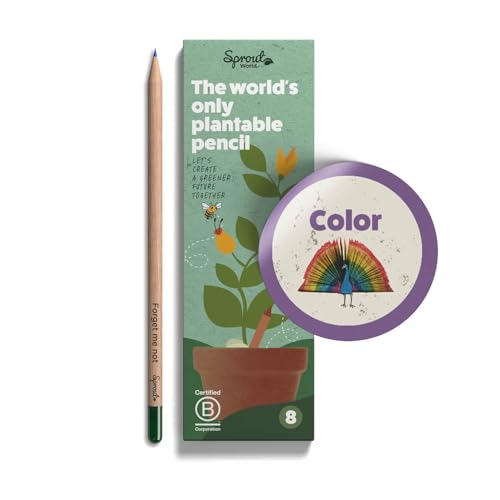 Sprout Bleistifte | Color Edition | Buntstifte mit Blumen-, Kräuter- & Gemüsesamen | Umweltfreundliches Bio-Holz | Erstklassiges nachhaltiges Geschenk Ideal für Malbücher | 8 stk von Sprout
