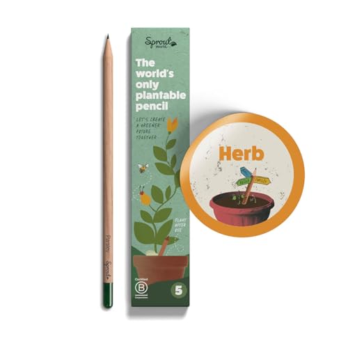 Sprout-Bleistifte | Herb-Edition | Pflanzbare Graphit-Bleistifte mit Kräuter- und Gemüsesamen |Umweltfreundliches Bio-Holz | 5 Stck. von Sprout
