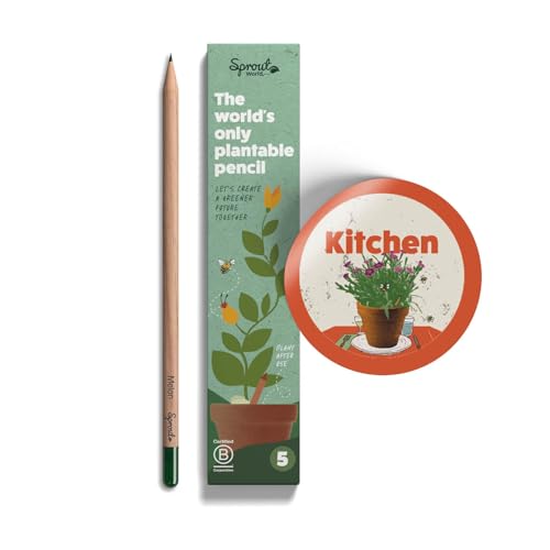 Sprout-Bleistifte | Küchen-Edition | Pflanzbare Graphit-Bleistifte mit Kräuter- und Gemüsesamen |Umweltfreundliches Bio-Holz | 5 Stck. von Sprout