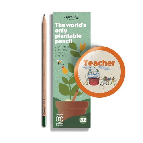 Sprout | Lehrer-Edition | Pflanzbare Graphitstifte mit Blumen-, Kräuter- und Gemüsesamen | Umweltfreundliches Bio-Holz | Nachhaltiges Geschenk für Lehrer, kreative Kinder und Schüler | 32er Pack von Sprout