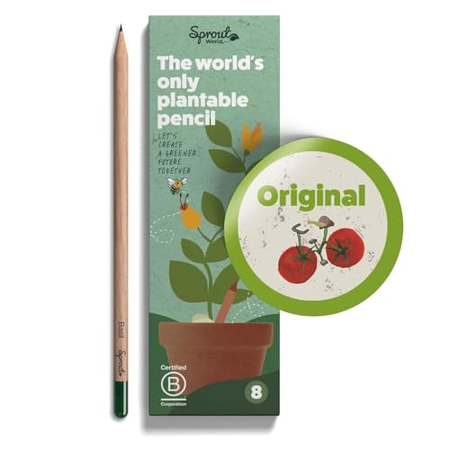 SproutWorld Bleistift | Original Edition | Pflanzbare Graphite Stifte mit Blumensamen | Umweltfreundliches Bio-Holz | Nachhaltiges Geschenk Ideal zum Zeichnen, Skizzieren & Schattieren | 8er Pack von Sprout