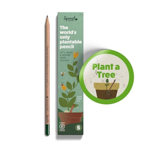 SproutWorld Bleistifte | Plant A Tree | Pflanzbare Graphit Bleistifte mit Fichtenbaumsamen | Eco-Friendly Bio Holz | Nachhaltiges Geschenk Eingraviert mit Inspirierenden Zitaten | 5er Pack von Sprout