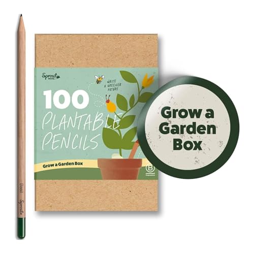 SproutWorld Holzbleistifte | Grow a Garden Box | vorgespitzte HB-Graphit-Bleistifte zum Einpflanzen mit 4 verschiedenen Samensorten | Zertifiziertes Holz | 100er Pack | großes Vorteilspaket von Sprout