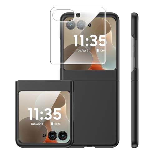 Spugan Schutzhülle für Motorola Moto Razr 2025/2024, integrierter Front-Displayschutz, schlank, matt, Polycarbonat, stoßfest, kabelloses Laden, für Moto Razr 2025/2024 (schwarz) von Spugan