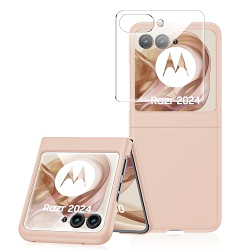 Spugan Schutzhülle für Motorola Razr 2024, integrierter Displayschutz, schlanke, matte Polycarbonat, stoßfest, kabelloses Laden, goldfarben von Spugan