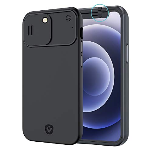 Spy-Fy iPhone 12 Pro Max Hülle mit Schiebekamera-Abdeckung Vorne und Hinten | Schütze Deine Privatsphäre | 2 Meter Fallschutz | Matt Schwarz | iPhone 12 Pro Max Kamera Abdeckung | Valenta von Spy-Fy