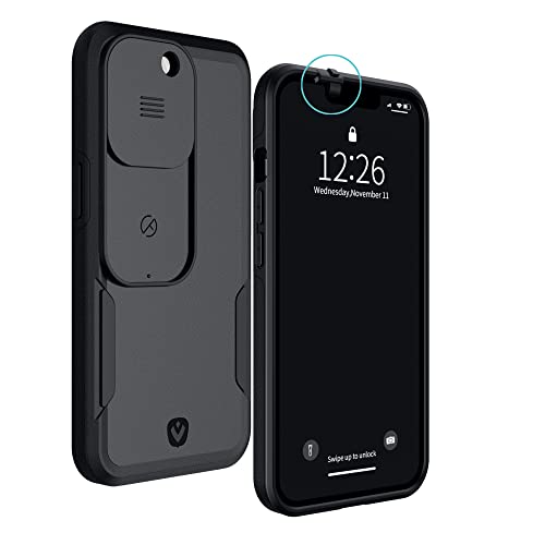 Spy-Fy iPhone 13 Pro Hülle mit Schiebekamera-Abdeckung Vorne und Hinten | Schütze Deine Privatsphäre | 2 Meter Fallschutz | Matt Schwarz | iPhone 13 Pro Kamera Abdeckung | Valenta von Spy-Fy