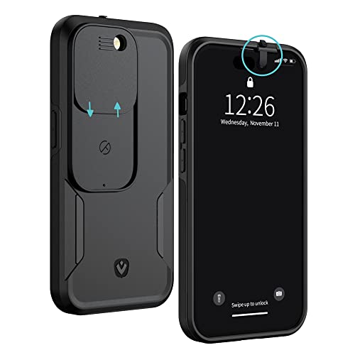 Spy-Fy iPhone 14 Pro Max Hülle mit Schiebekamera-Abdeckung Vorne und Hinten | Schütze Deine Privatsphäre | 2 Meter Fallschutz | Matt Schwarz | iPhone 14 Pro Max Kamera Abdeckung | Valenta von Spy-Fy