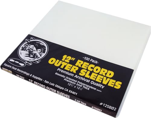 (100er-Pack) Premium 30,5 cm LP Schallplatten-Außenhüllen - 2 mm BOPP - kristallklar, bündig geschnitten, Archivqualität Schutz für Vinylalben von Square Deal Recordings & Supplies