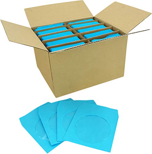 CD-/DVD-Hüllen aus Papier, mit Kunststofffenster, 12,7 x 12,7 cm, sichere und kompakte Disc-Aufbewahrung, Blau, 1000 Stück von Square Deal Recordings & Supplies