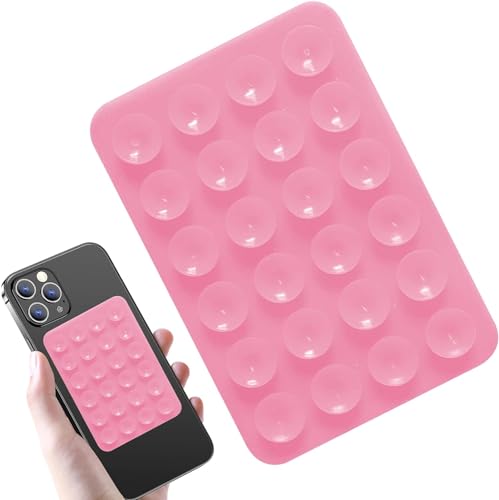 1 x rosa selbstklebende Handyhülle-Halterung mit Silikon-Saugnapf – Handyhalterung mit Saugnapf – Handy-Saugnapf-Matte | Aufkleberablage für Selfies und Videos, Gehäuse, Zubehör für MP3-Player von SquarezhenBo