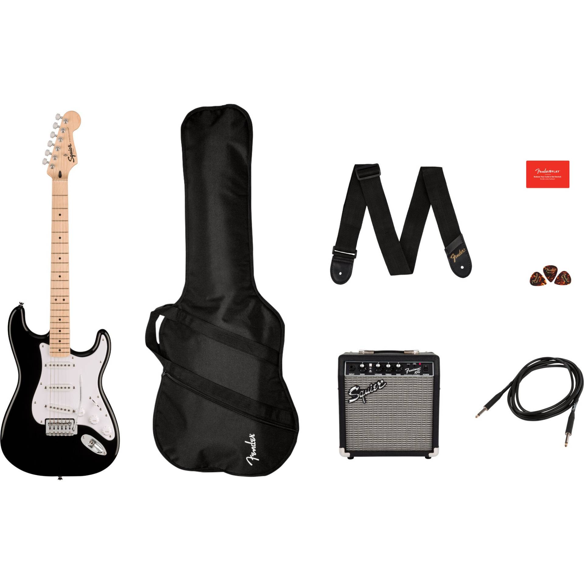 Squier Sonic Stratocaster Pack MN Black Electric Guitar + Amp & Accessories Squier Sonic Stratocaster Pack MN Black Electric Guitar + Amp & Accessories von Squier