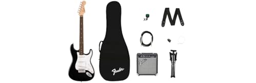 Squier by Fender Debut Collection Stratocaster E-Gitarre mit Frontman 10G Amp, gepolstertem Gigbag, Gurt, Kabel, Plektren, Gitarrenständer, Clip-on Stimmgerät und einem Satz Reservesaiten. Squier by Fender Debut Collection Stratocaster E-Gitarre mit Frontman 10G Amp, gepolstertem Gigbag, Gurt, Kabel, Plektren, Gitarrenständer, Clip-on Stimmgerät und einem Satz Reservesaiten. von Fender