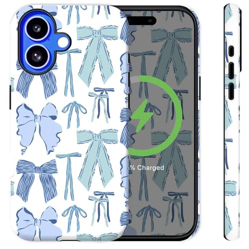 Sqweey Kompatibel mit iPhone 16 Plus, kompatibel mit Magasfe, niedliche blaue Schleifen, Handyhülle für Mädchen und Frauen, stoßfest, vergilbungsfrei, Hartschalen-Schutzhülle für iPhone 16 Plus 6,7 Sqweey Kompatibel mit iPhone 16 Plus, kompatibel mit Magasfe, niedliche blaue Schleifen, Handyhülle für Mädchen und Frauen, stoßfest, vergilbungsfrei, Hartschalen-Schutzhülle für iPhone 16 Plus 6,7 von Sqweey