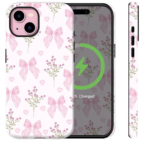 Sqweey Schutzhülle für iPhone 15 Plus, kompatibel mit iPhone 15 Plus, rosa Schleifen, Blumen, Wildblumen, Äthetisches Design, stoßfest, weiches TPU und Hartschalenschutz, niedliche Handyhülle für Sqweey Schutzhülle für iPhone 15 Plus, kompatibel mit iPhone 15 Plus, rosa Schleifen, Blumen, Wildblumen, Äthetisches Design, stoßfest, weiches TPU und Hartschalenschutz, niedliche Handyhülle für von Sqweey