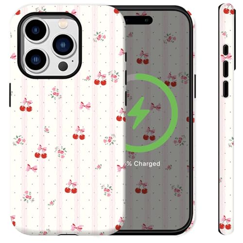 Sqweey Schutzhülle für iPhone 15 Pro Max, Motiv: rosa Kirschschleifen, Blumen, Punkte, Spitze, äthetisches Mädchen-Design, stoßfest, weiches TPU und Hartschalen-Schutz, niedliche Handyhülle Sqweey Schutzhülle für iPhone 15 Pro Max, Motiv: rosa Kirschschleifen, Blumen, Punkte, Spitze, äthetisches Mädchen-Design, stoßfest, weiches TPU und Hartschalen-Schutz, niedliche Handyhülle von Sqweey