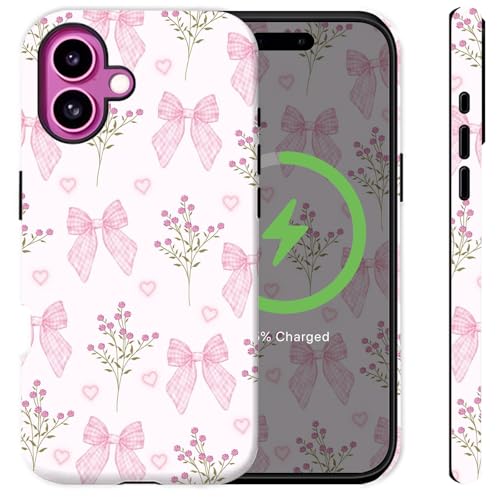 Sqweey Schutzhülle für iPhone 16 Plus, kompatibel mit iPhone 16 Plus, rosa Schleifen, Blumen, Wildblumen, Äthetisches Design, stoßfest, weiches TPU und Hartschalenschutz, niedliche Handyhülle für Sqweey Schutzhülle für iPhone 16 Plus, kompatibel mit iPhone 16 Plus, rosa Schleifen, Blumen, Wildblumen, Äthetisches Design, stoßfest, weiches TPU und Hartschalenschutz, niedliche Handyhülle für von Sqweey