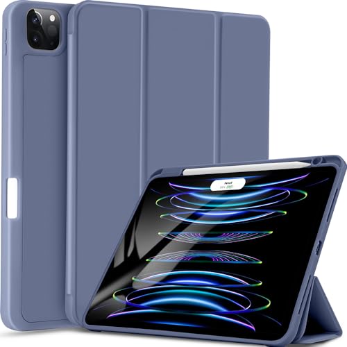 Sripns Hülle für iPad Pro 11 Zoll (2022/2021/2020, 4./3./2.Gen) mit Stifthalter, TPU Flexible Rückseite Case mit Trifold Ständer und Auto Schlaf/Wach, [Pencil 2 Unterstützung],Lavendel lila von Sripns