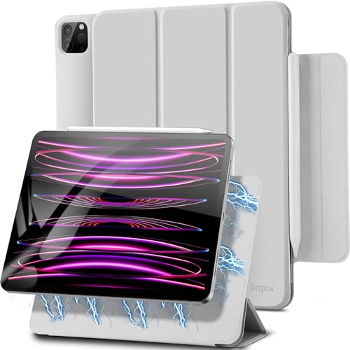 Sripns Magnetische Hülle Kompatibel mit iPad Pro 11 Zoll (2022/2021/2020, 4./3./2.Gen), Starke Magnetische, Ultra Schlank Schutzhülle mit Auto Schlaf/Wach, [Pencil 2 Unterstützung] - Grau von Sripns