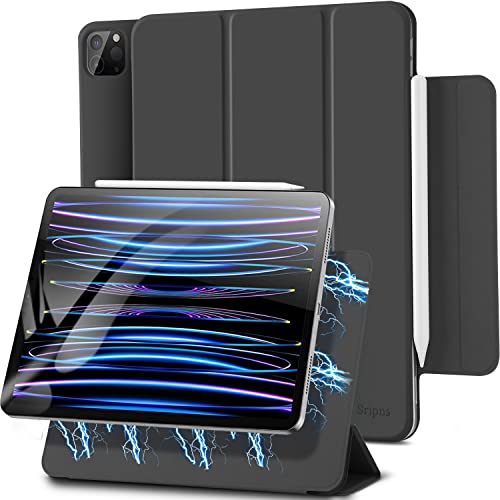 Sripns Magnetische Hülle Kompatibel mit iPad Pro 11 Zoll (2022/2021/2020, 4./3./2.Gen), Starke Magnetische, Ultra Schlank Schutzhülle mit Auto Schlaf/Wach, [Pencil 2 Unterstützung]-Schwarz von Sripns