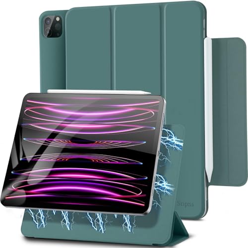 Sripns Magnetische Hülle Kompatibel mit iPad Pro 11 Zoll (2022/2021/2020, 4./3./2.Gen), Starke Magnetische, Ultra Schlank Schutzhülle mit Auto Schlaf/Wach, [Pencil 2 Unterstützung] - Waldgrün von Sripns