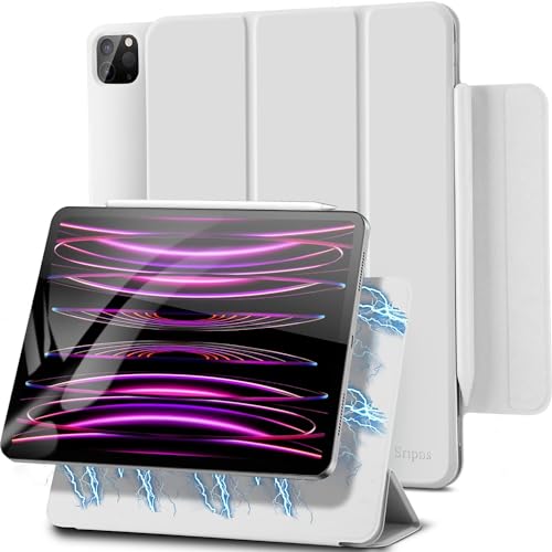 Sripns Magnetische Hülle für iPad Pro 12.9 Zoll (2022/2021/2020, 6./5./4.Gen), Ultra Schlank Schutzhülle mit Trifold Ständer und Auto Schlaf/Wach, [Pencil 2 Unterstützung] - Grau von Sripns