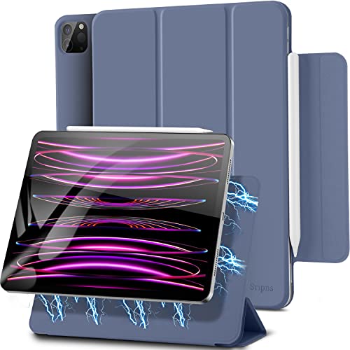 Sripns Magnetische Hülle für iPad Pro 12.9 Zoll (2022/2021/2020, 6./5./4.Gen), Ultra Schlank Schutzhülle mit Trifold Ständer und Auto Schlaf/Wach, [Pencil 2 Unterstützung] - Lavendel lila von Sripns