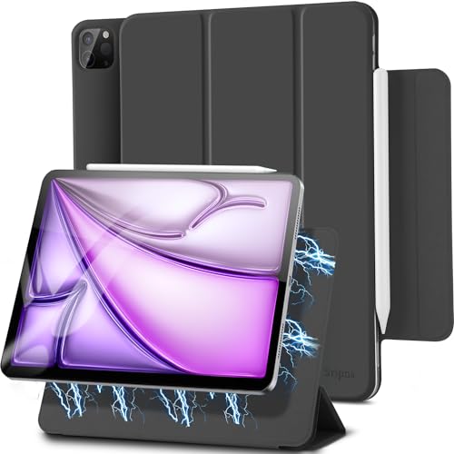Sripns Magnetische Hülle für iPad Pro 12.9 Zoll (2022/2021/2020, 6./5./4.Gen), Ultra Schlank Schutzhülle mit Trifold Ständer und Auto Schlaf/Wach, [Pencil 2 Unterstützung] - Schwarz von Sripns