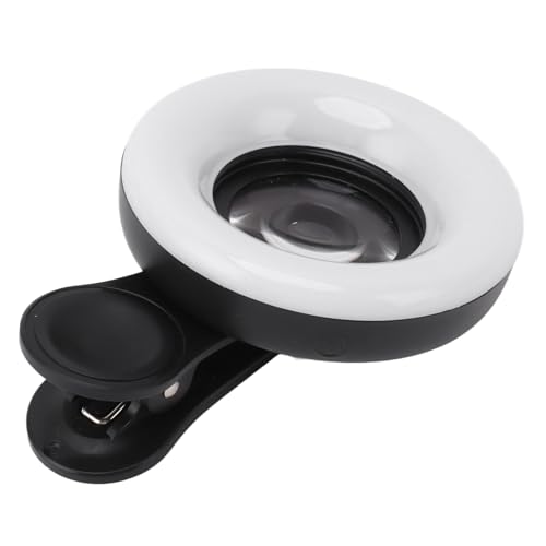 15x Makroobjektiv, Mini - -Licht, 2800 Bis 6500k Fülllicht, ABS Optical Glass Phone Makroobjektiv mit Licht für die Fotografie, Videoaufzeichnung (Schwarz) von Srliya
