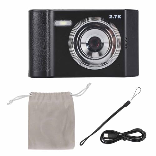 8-Fach-Zoom-Digitalkamera, Digitalkamera, 48 MP, 2,7 K HD, 8-Fach-Zoom, Kompaktes 2,8-Zoll-IPS-Display, Autofokus, Anti-Shake, Digitale Taschenkamera für Selfies, Reisen, (Schwarz) von Srliya