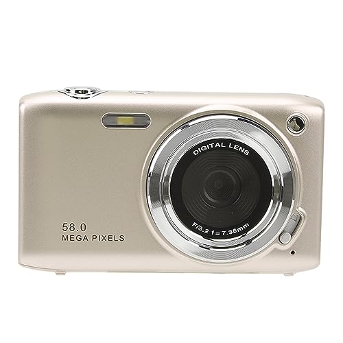 Digitalkamera, 4K-Digitalkamera, 2,88-Zoll-Bildschirm, 58 MP, 4K HD, 16-facher Zoom, Feste Makro-zeitgesteuerte Fotografie, Digitale Videokamera (Gold) von Srliya