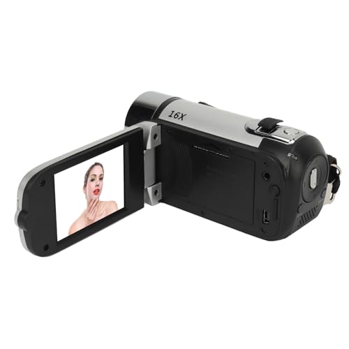 Drehbarer Bildschirm D90 1080P 16MP Digitalkamera 2,4 Zoll Drehbarer Bildschirm Camcorder 16X Zoom HD Videorecorder mit Fülllicht (Silber) von Srliya