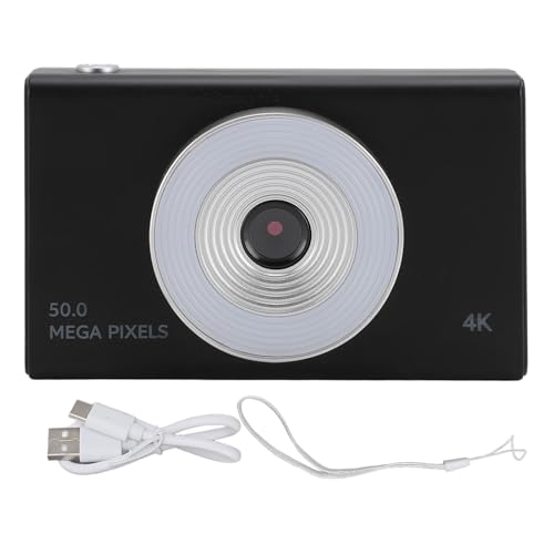 Kinder-Digitalkamera mit Fülllicht, 4K HD Retro CCD, 8-facher Zoom für Studenten, Teenager, Jungen, Mädchen, Senioren, 4K-Digitalkamera, Kinder-Digitalkamera (Schwarz) von Srliya