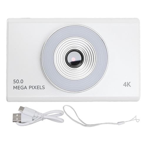 Kinder-Digitalkamera mit Fülllicht, 4K HD Retro CCD, 8-facher Zoom für Studenten, Teenager, Jungen, Mädchen, Senioren, 4K-Digitalkamera, Kinder-Digitalkamera (Weiß) von Srliya