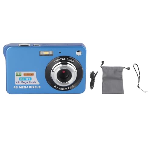 Kompaktkamera, 4K-Digitalkamera, 48 MP, 2,7-Zoll-LCD-Display, 8-facher Zoom, Anti-Shake-Vlogging-Kamera für Fotografie, Serienaufnahmen (Blau) von Srliya