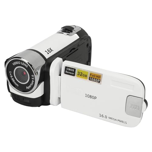 Srliya Drehbarer Bildschirm D90 1080P 16MP Digitalkamera 2,4 Zoll Drehbarer Bildschirm Camcorder 16X Zoom HD Videorecorder mit Fülllicht (Weiß) von Srliya