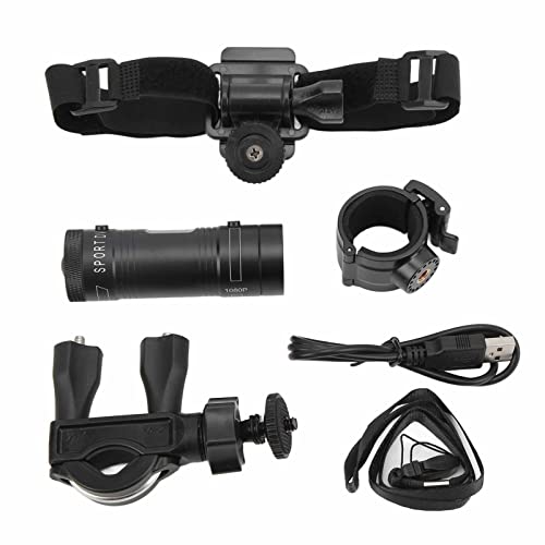 Srliya Fahrradhelm-Sportkamera, Taschenlampe DV 120° Weitwinkel-Videorecorder aus Legierung, Eingebauter Motor, HD 1080P, 2 Stunden, Mobile Stromversorgung, Geeignet für Bergsteigen, von Srliya