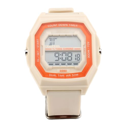 Srliya Stoppuhr Digitale Armbanduhr Herren Digitale Sportuhr Multifunktions-Leuchtalarm TPU-Armband Stoppuhr Digitale Armbanduhr für den Außenbereich (Aprikose) von Srliya